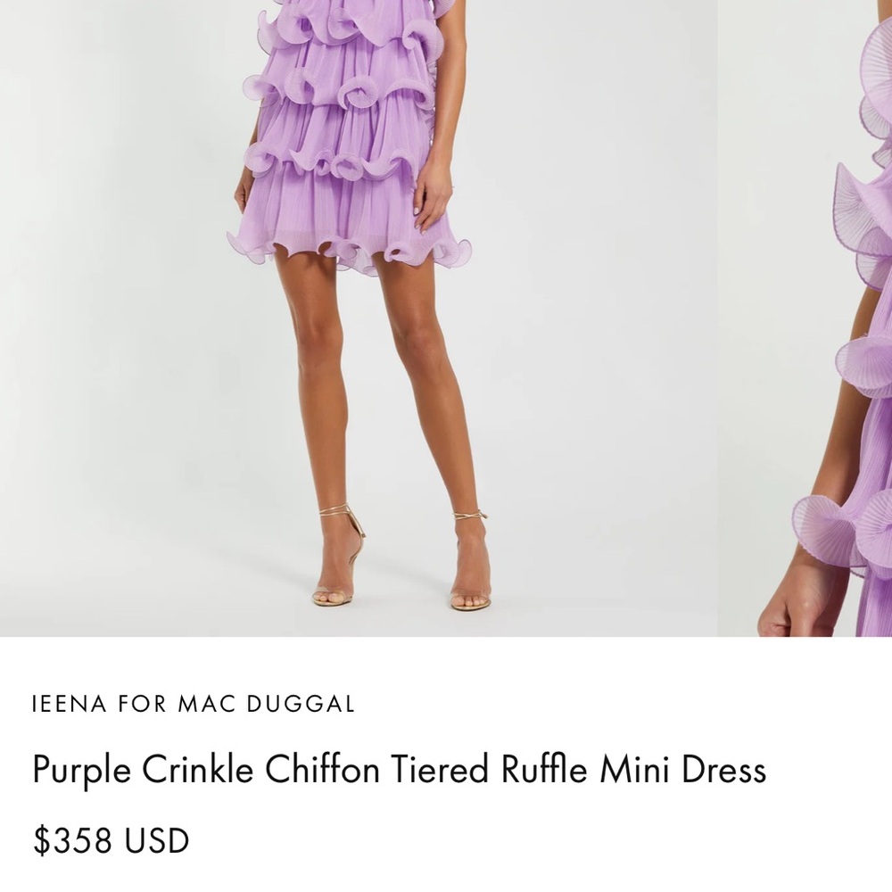 Purple Crinkle Chiffon Tiered Ruffle Mini Dress
